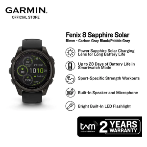Jam Tangan Garmin GAR FENIX 8 51 SAP CRBGRY TI BK/PB